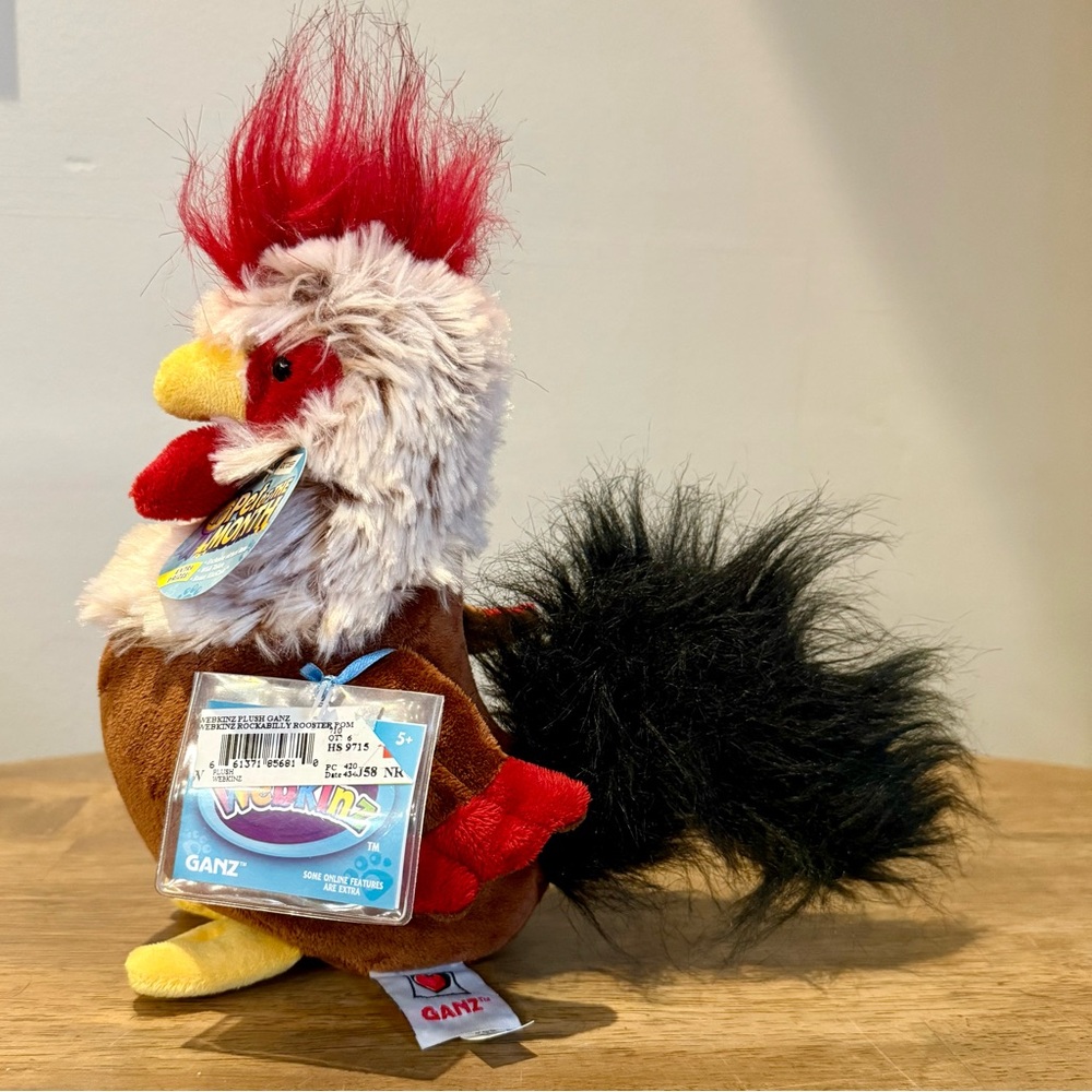 NWT Webkinz Plush HM652 Rockabilly Rooster Ganz UNSEALED CODE INCLUDED